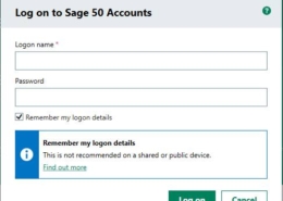 Sage v28.1 Remember Logon Details