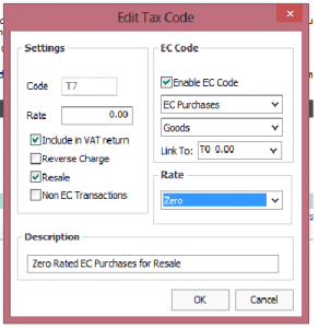 Edit Tax code